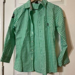 U.S. Polo Assn. Green and White Gingham Shirt